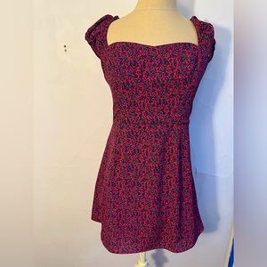 French Connection flower puff sleeve mini dress going out size 6